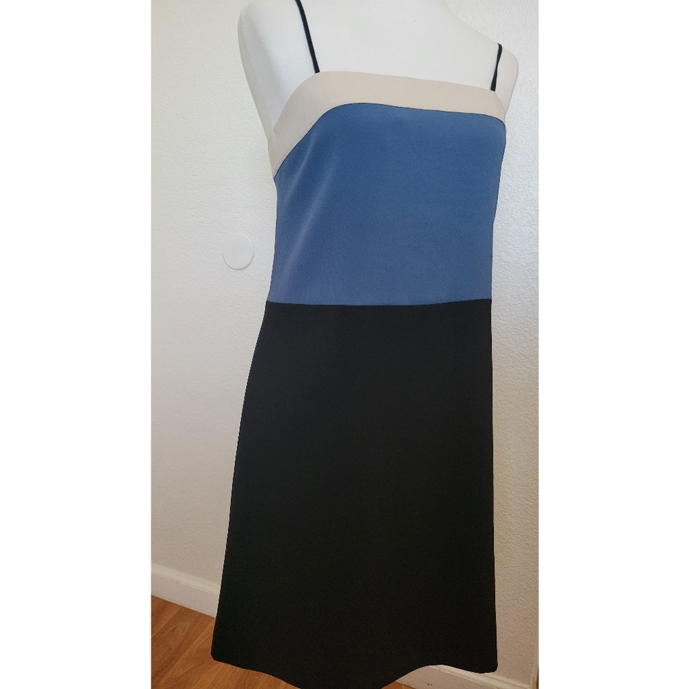NWOT DKNY blue & black color block spaguetti strap mini dress size 4